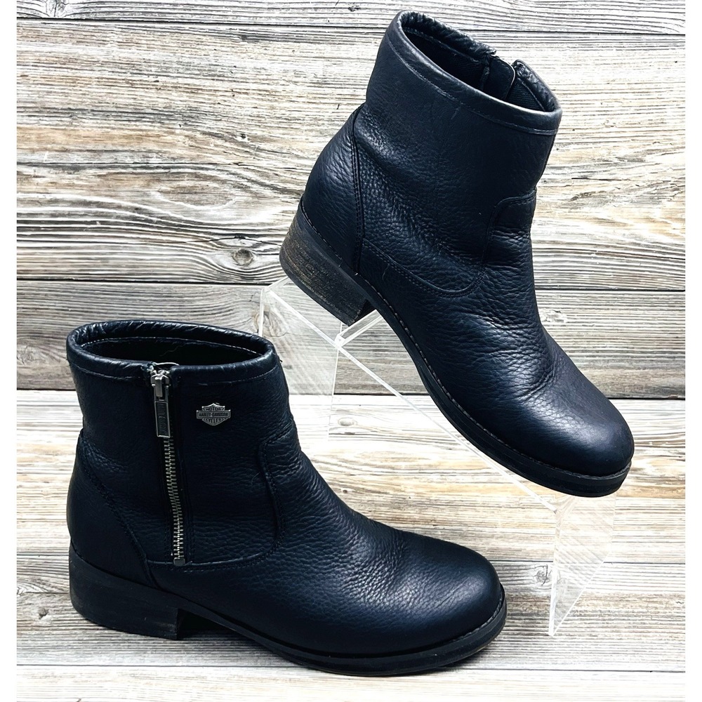 Harley Davidson Women's 8.5 Hennessey Black Motorcycle Boots Biker Chic Moto